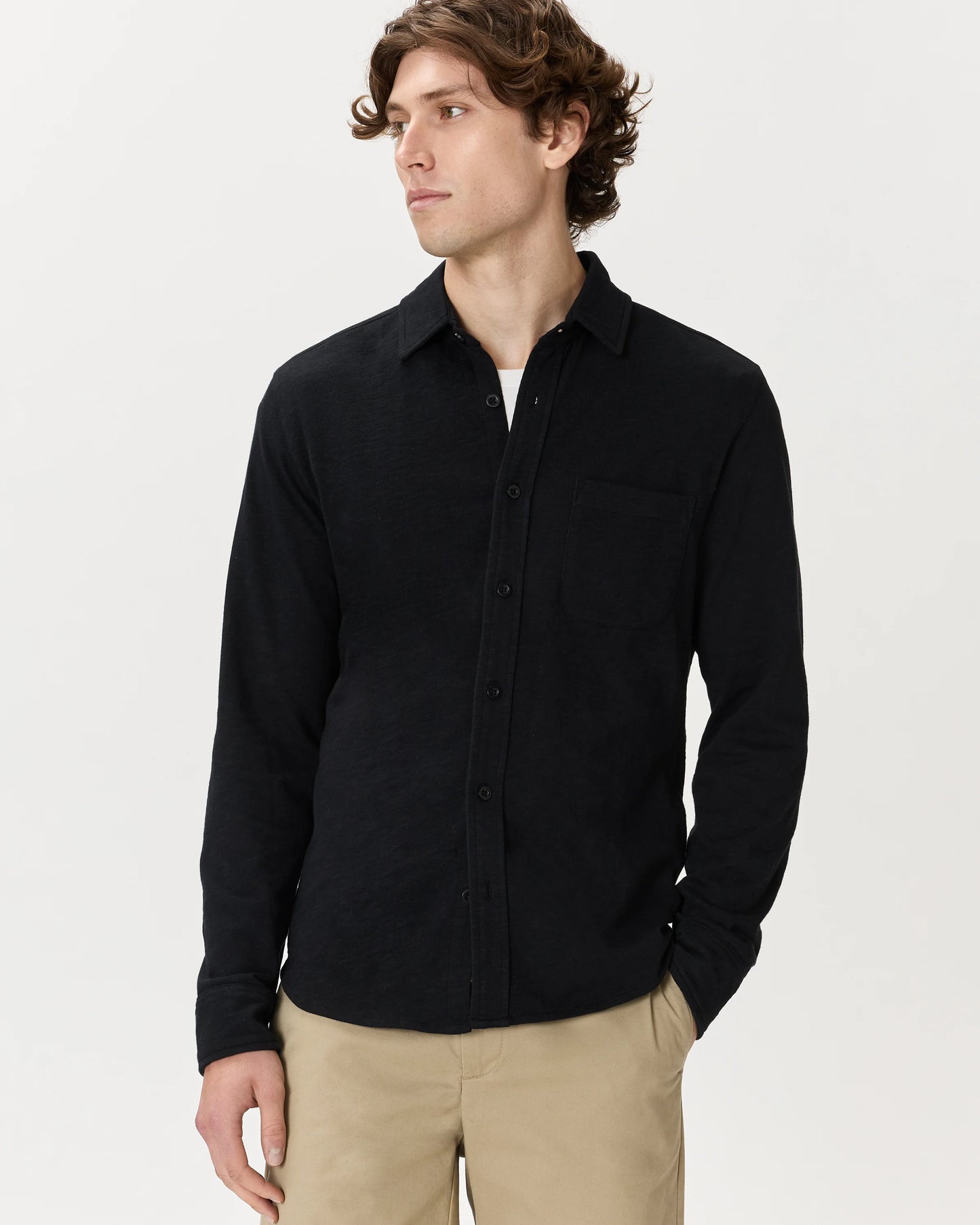 100% Organic Cotton Slub Long Sleeve Button Up Shirt - S / Heather Grey