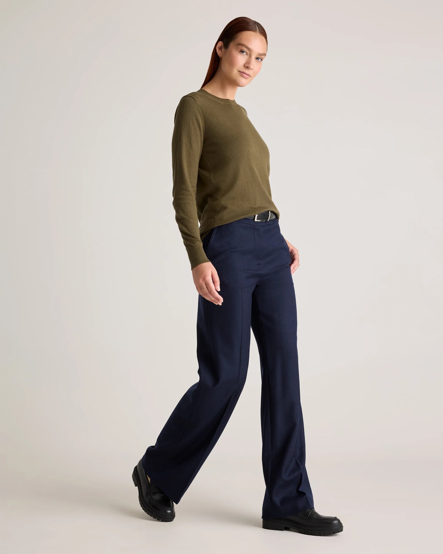 Lightweight Cotton Cashmere Crew Sweater - XS / Mountain Spring Blue