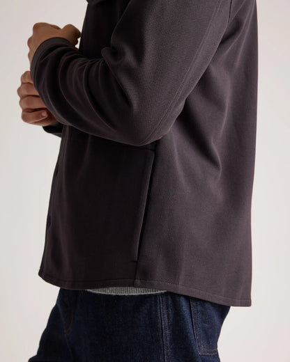 Cotton Pique Knit Overshirt - XS / Heather Charcoal