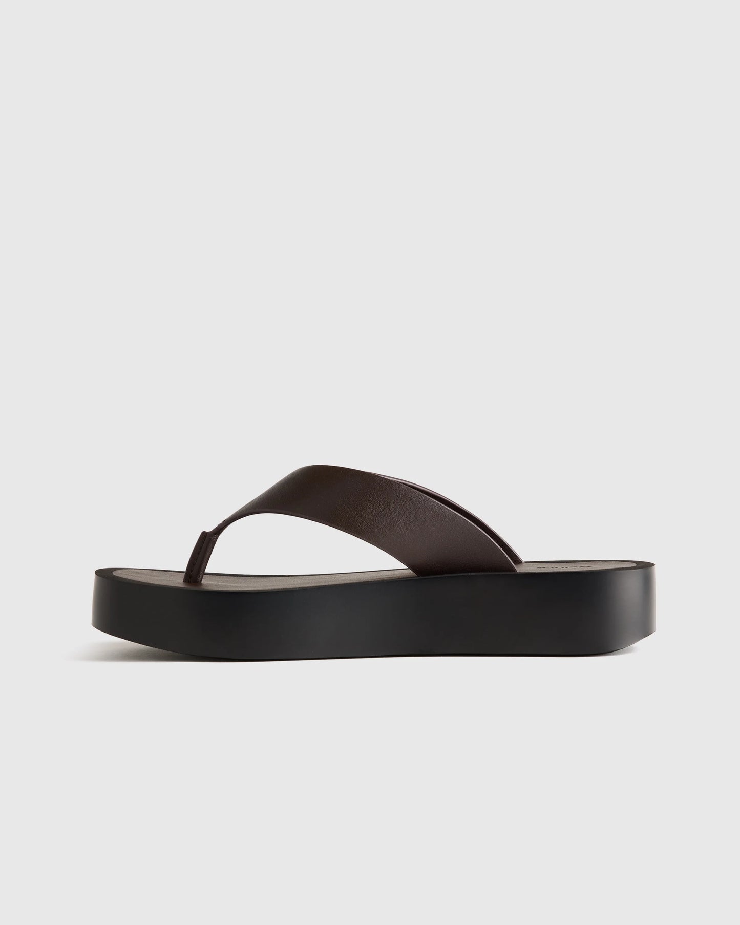 Italian Leather Thong Platform Sandal - 5 / Cognac
