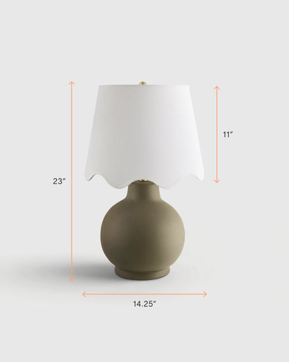 Coastal Ceramic Table Lamp with Scallop Shade - One Size / White