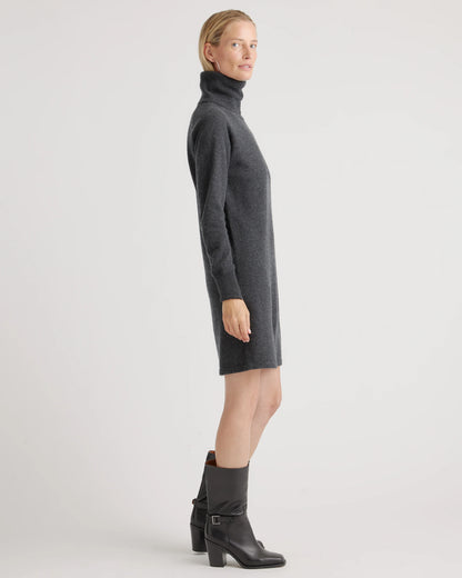 Mongolian Cashmere Turtleneck Sweater Dress - XS / Moss