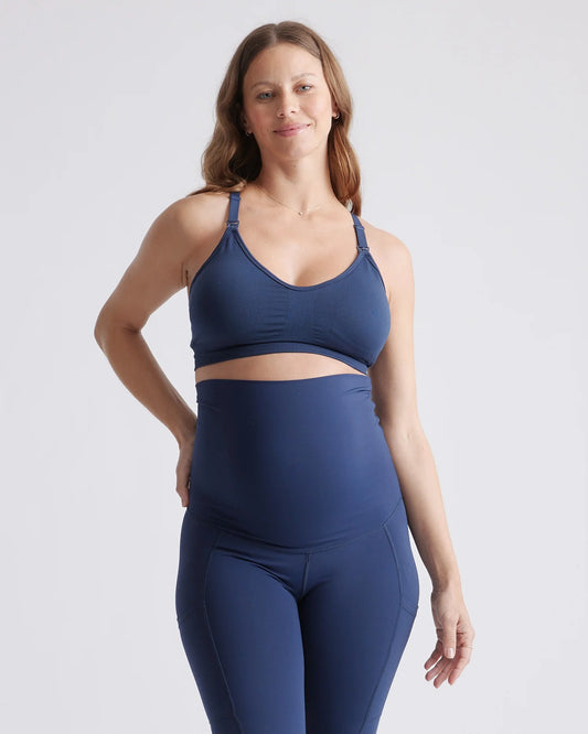 Seamless Low Impact Maternity & Nursing Sports Bra - XS / Navy
