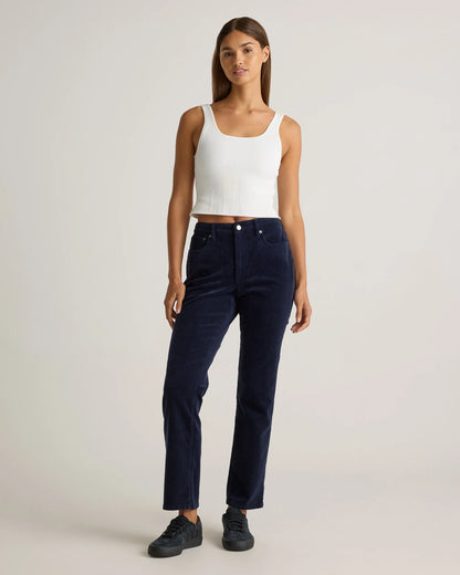 Organic Stretch Corduroy Straight Leg Pants - 0 / Espresso