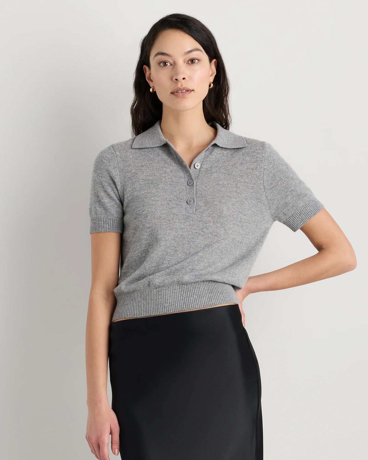 Mongolian Cashmere Short Sleeve Polo - XS / Oatmeal
