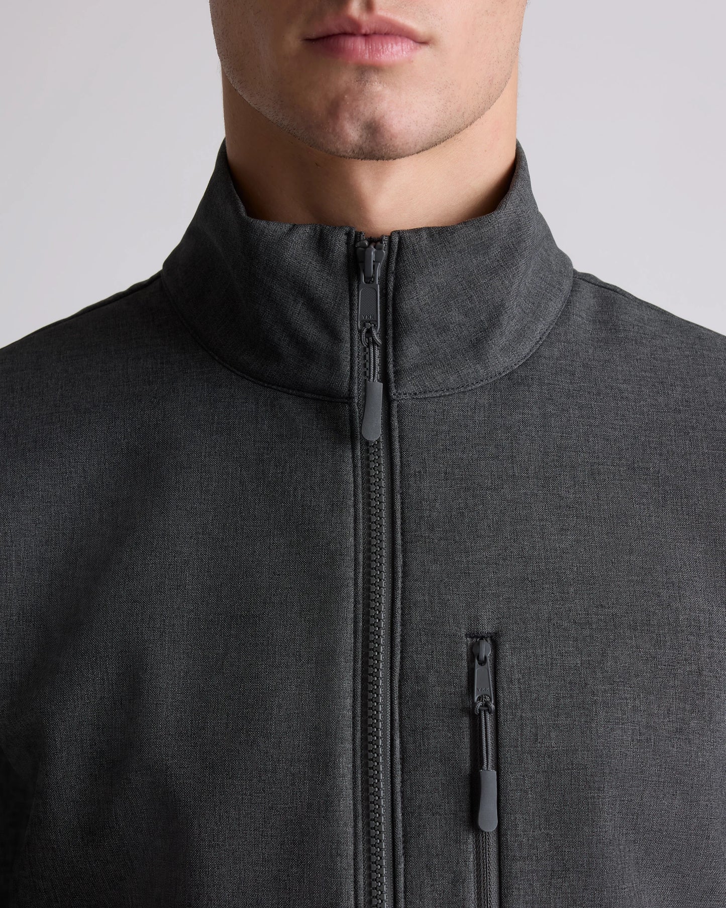 Softshell Fleece-Lined Full-Zip Jacket - S / Heather Shady Charcoal