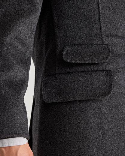 100% Mongolian Cashmere Double-Faced Overcoat - S / Heather Graphite