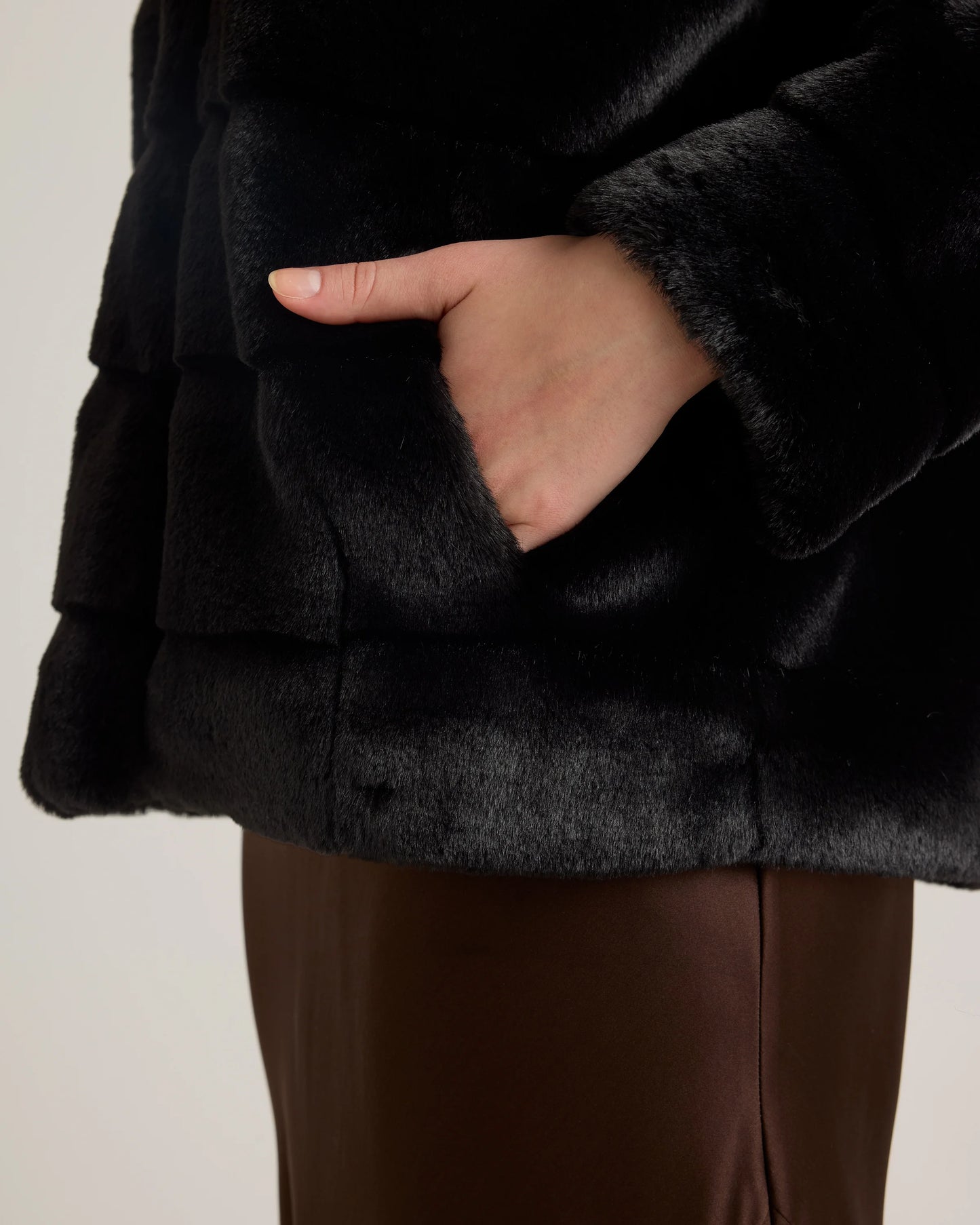 Hooded Faux Fur Jacket - XS / Black