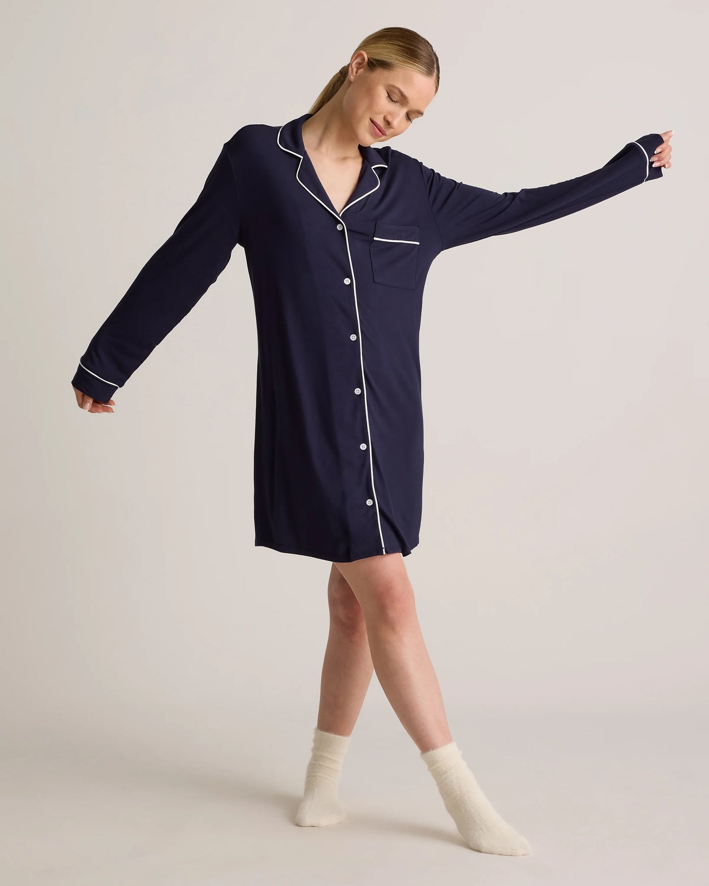 Bamboo Jersey Sleep Shirt - XS / Rhubarb