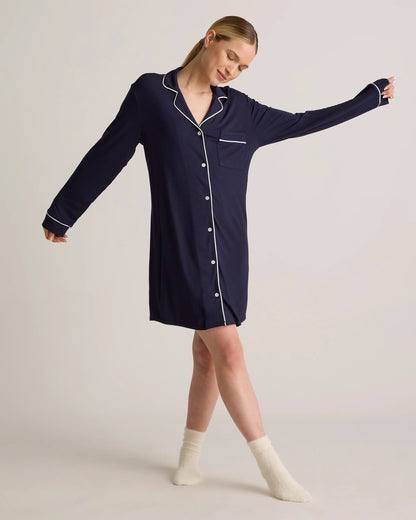 Bamboo Jersey Sleep Shirt - XS / Rhubarb