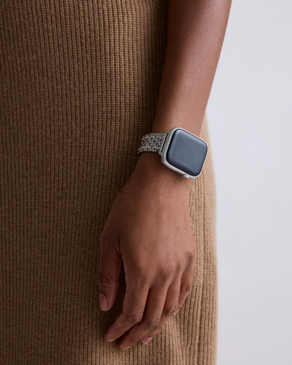Stainless Steel & Pave Bracelet Smartwatch Band - 38mm - 42mm / Silver