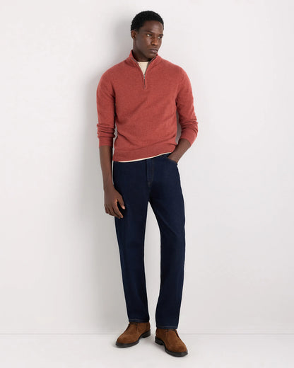 Mongolian Cashmere Quarter Zip Sweater - S / Olive Twist
