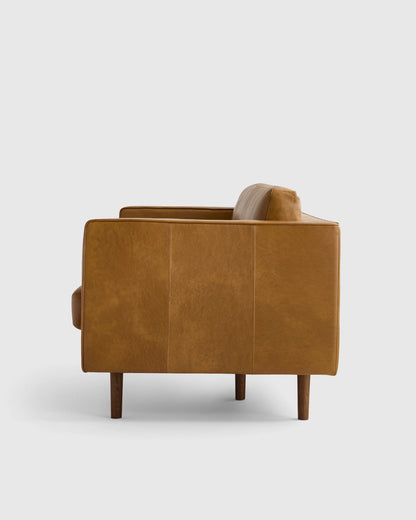 Italian Leather Midcentury Sofa - One Size / Chestnut