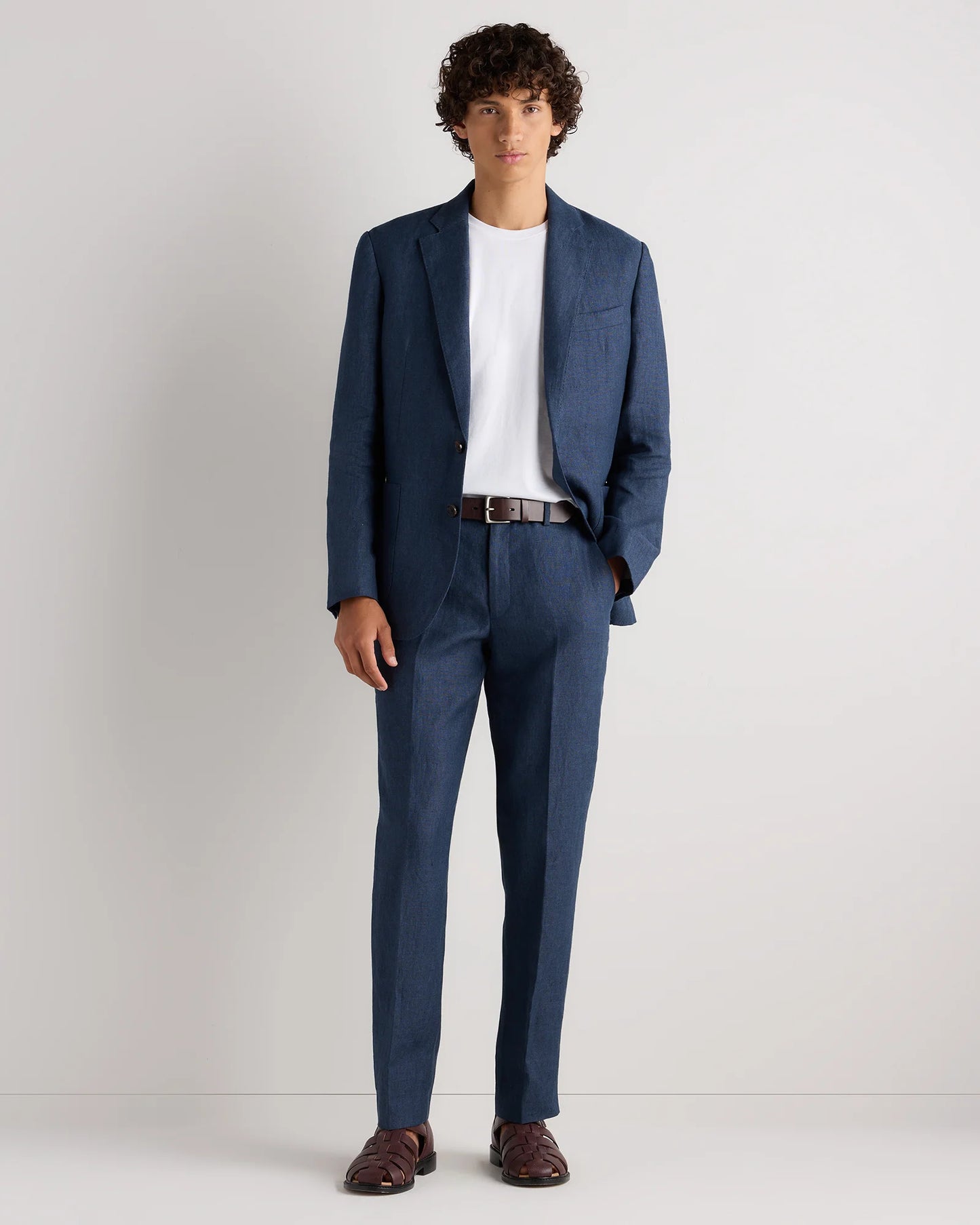 100% European Linen Tailored Dress Pants - 30X30 / Washed Navy