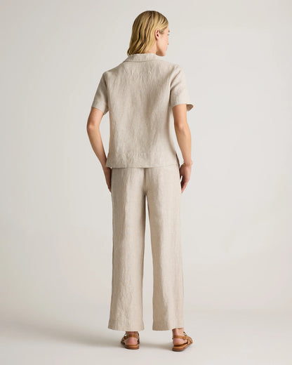 100% European Linen Wide Leg Pants - XS / Flax