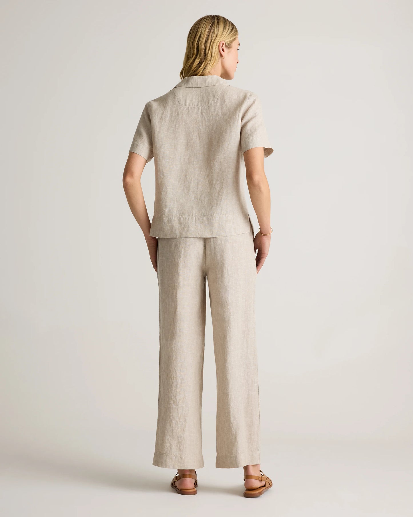 100% European Linen Wide Leg Pants - XS / Flax