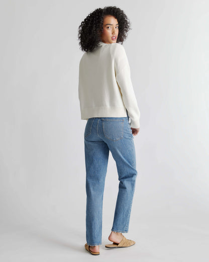 100% Organic Cotton Cropped Cardigan - XS / Heather Brown