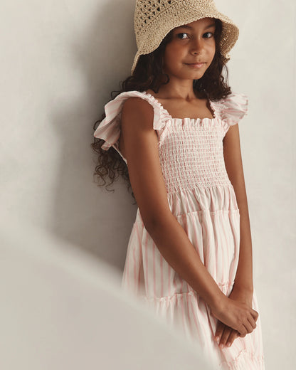 100% Organic Cotton Poplin Smocked Dress - 6 / Apricot Ditsy Floral
