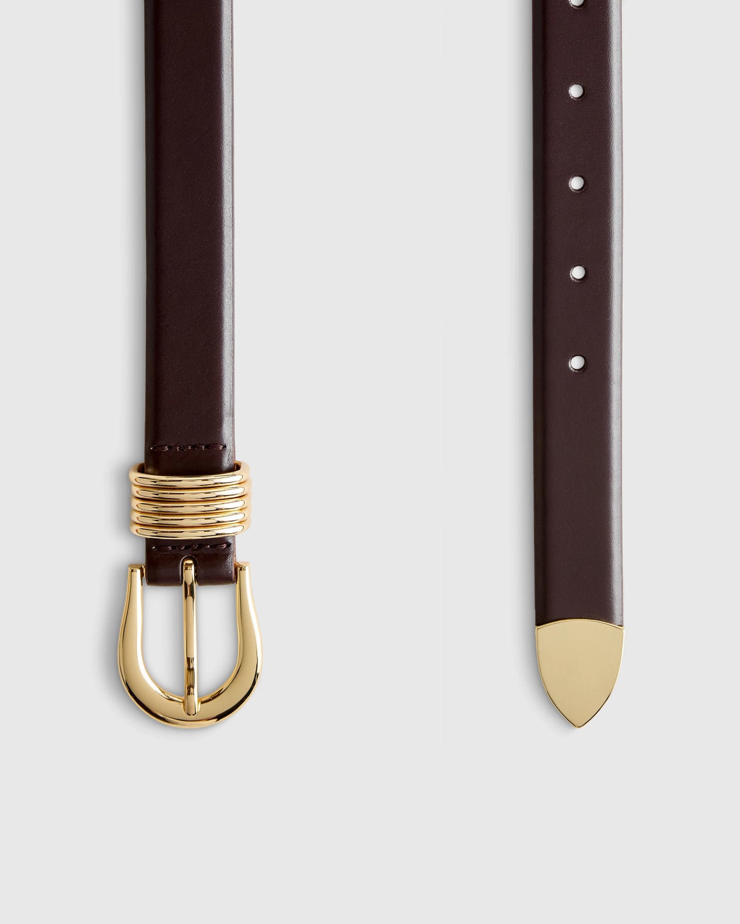 Daphne European Leather Multi Keeper Belt - XS / Black/Gold