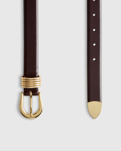 Daphne European Leather Multi Keeper Belt - XS / Black/Gold