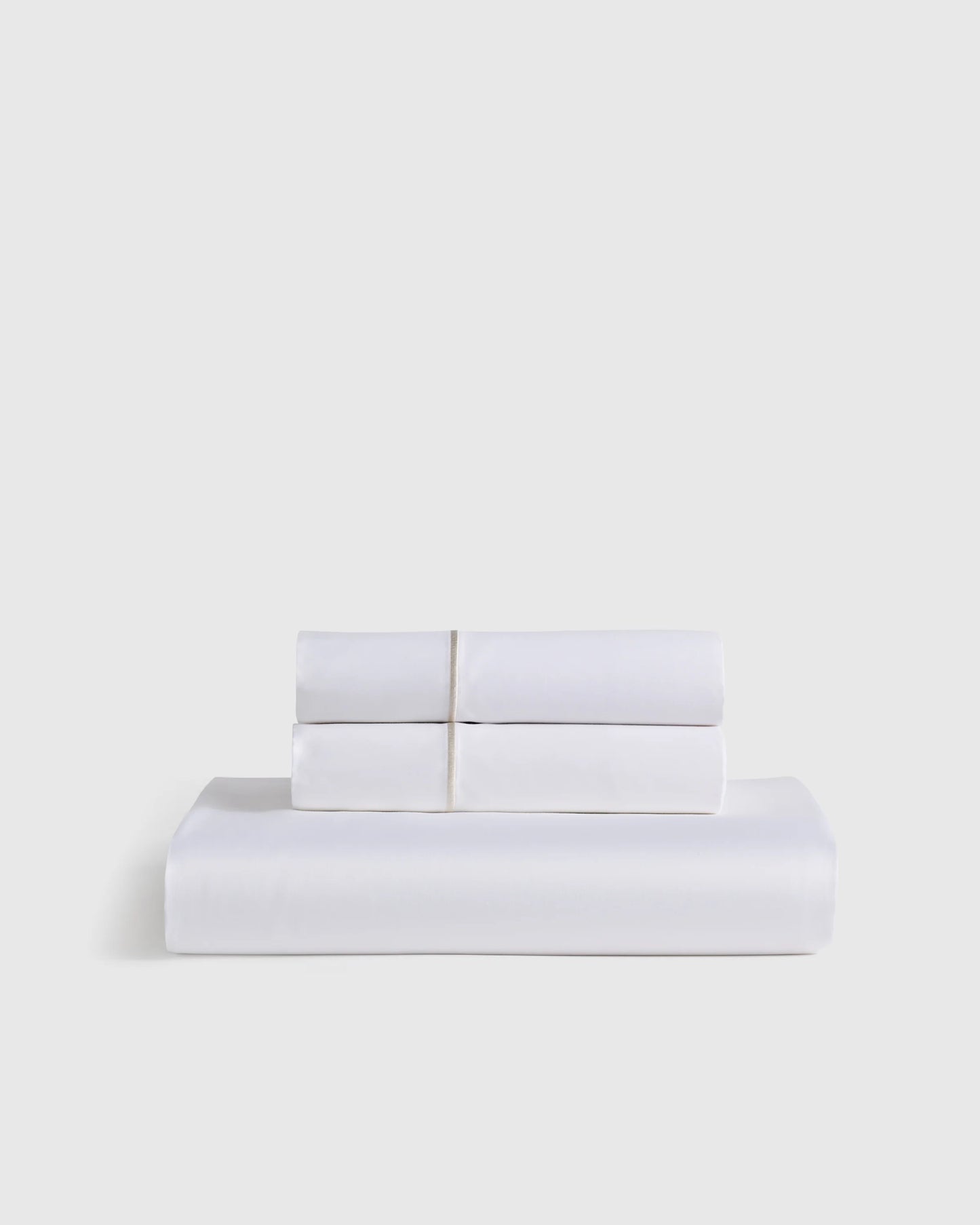 Signature Giza Cotton Sateen Embroidered Fitted Sheet Set - Twin / White/Dried Sage