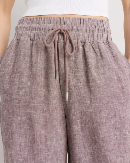 100% European Linen Wide Leg Pants - XS / Bayberry Olive