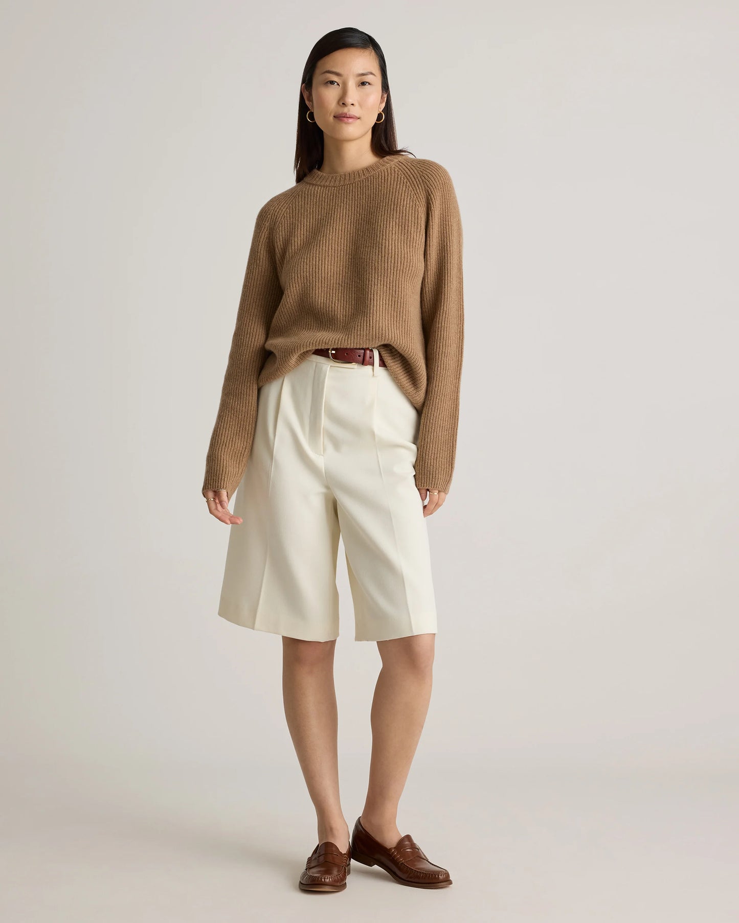 Mongolian Cashmere Fisherman Crewneck Sweater - XS / Teak