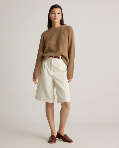 Mongolian Cashmere Fisherman Crewneck Sweater - XS / Teak