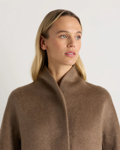 100% Mongolian Cashmere Double-Faced Cocoon Coat - XS / Black