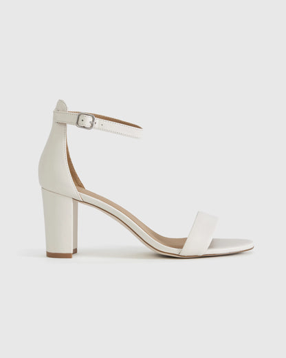 Italian Leather 65mm Block Heel - 5 / Cashew