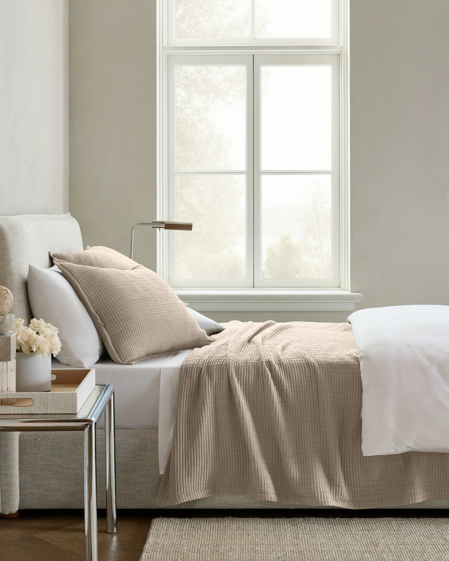 Organic Ribbed Cotton Coverlet Set - Twin / Toffee
