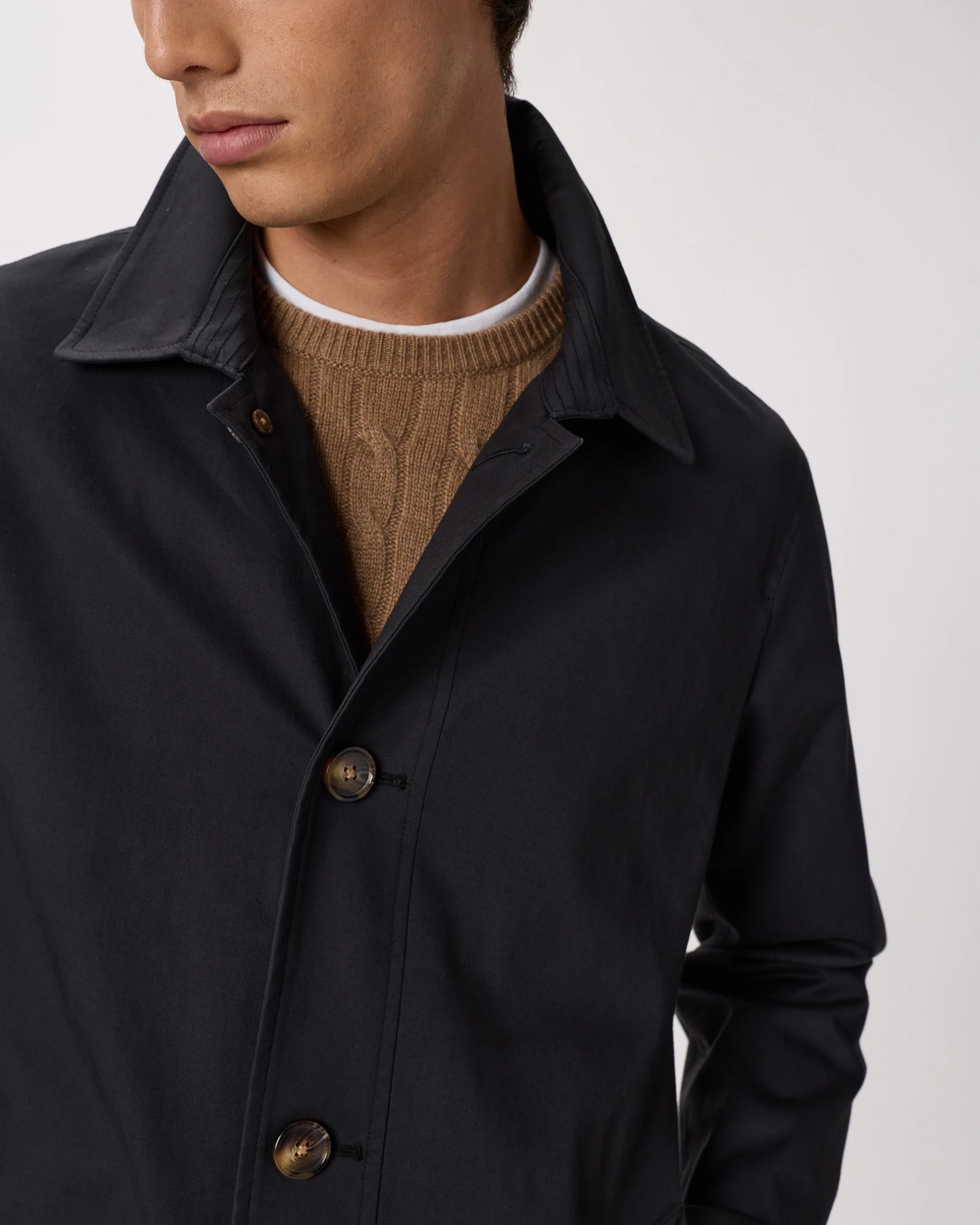 Comfort Stretch Trench Coat - S / Midnight Black