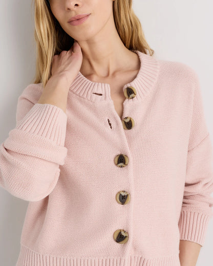 100% Organic Cotton Cropped Cardigan - XS / Heather Brown
