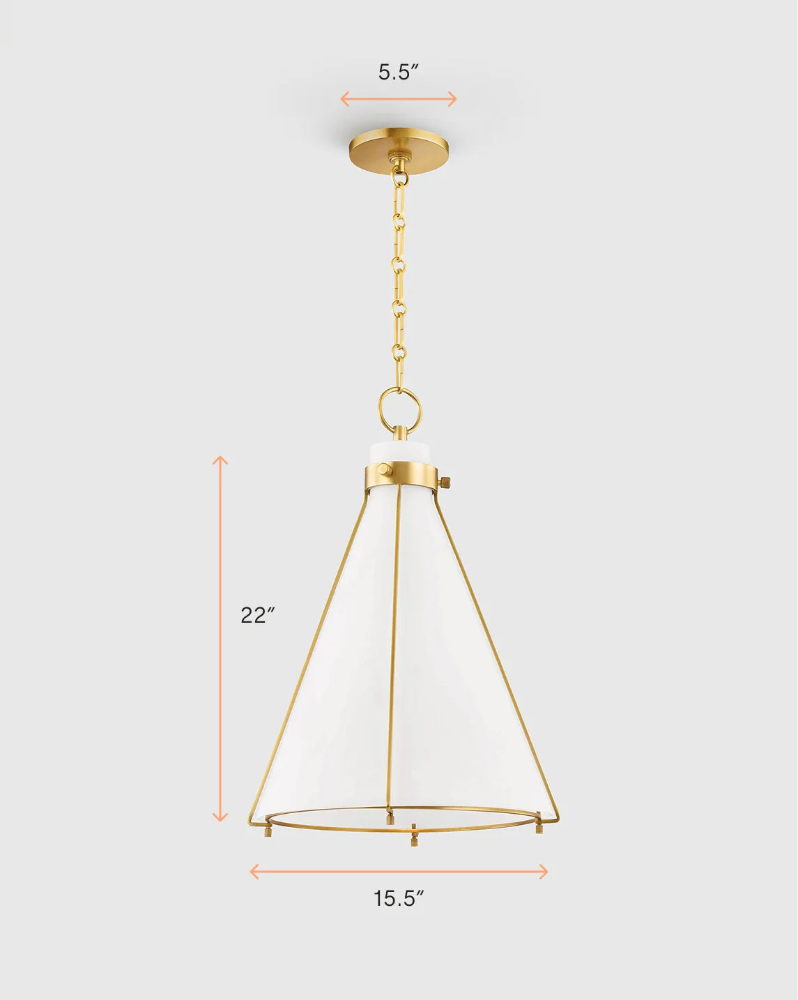 Iron and Opal Glass Conical Pendant Light - One Size / Brass