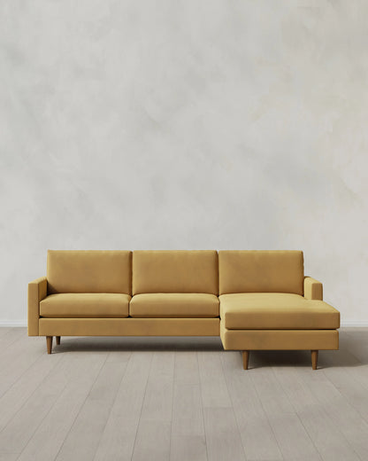 Atlas Midcentury Chaise Sectional in Performance Velvet - 106" Right Arm / Pine