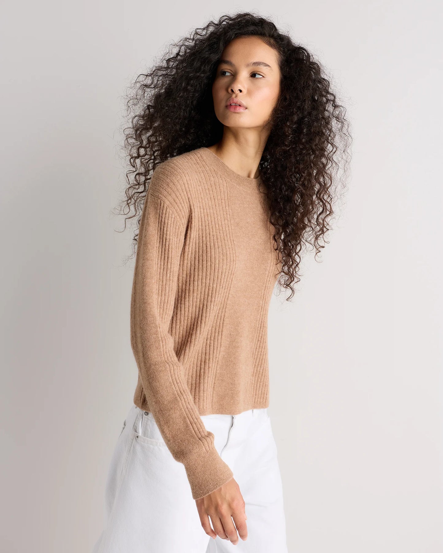 Lightweight Baby Alpaca Ribbed Crewneck - XS / Smoked Charcoal