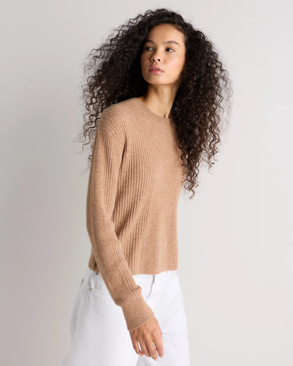 Lightweight Baby Alpaca Ribbed Crewneck - XS / Smoked Charcoal