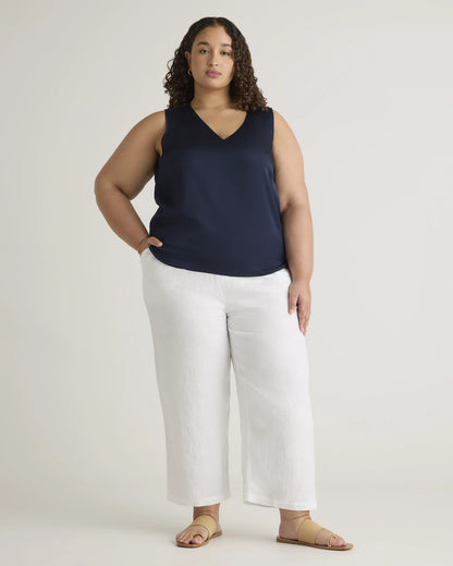 Washable Stretch Silk Tank - 1X / Navy