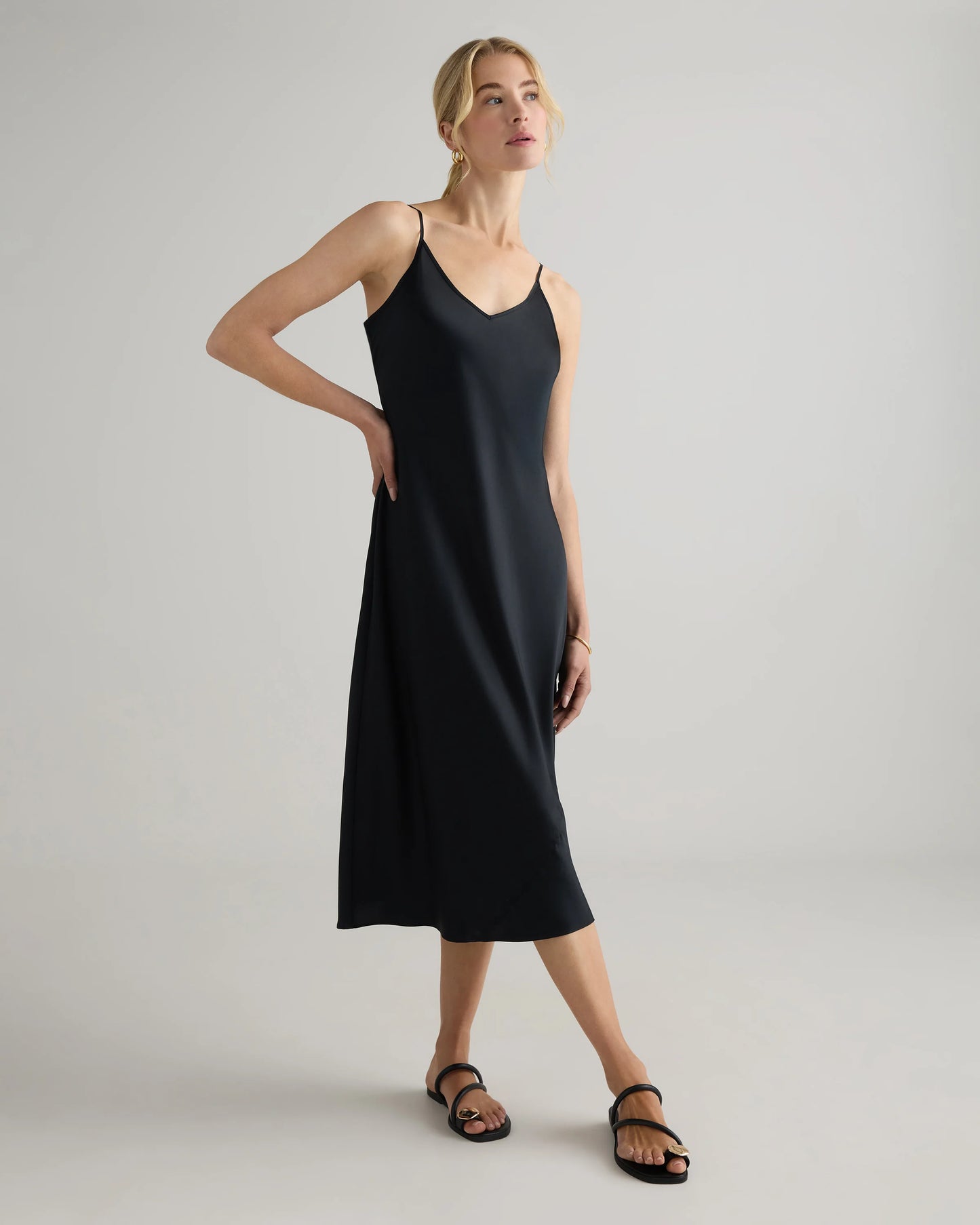 100% Washable Silk Slip Dress - XS / Black