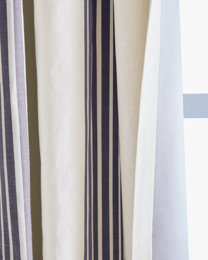Coastal Stripe Linen Cotton Room Darkening Curtain - Single Panel - 48x84 / Ivory/Sage Green