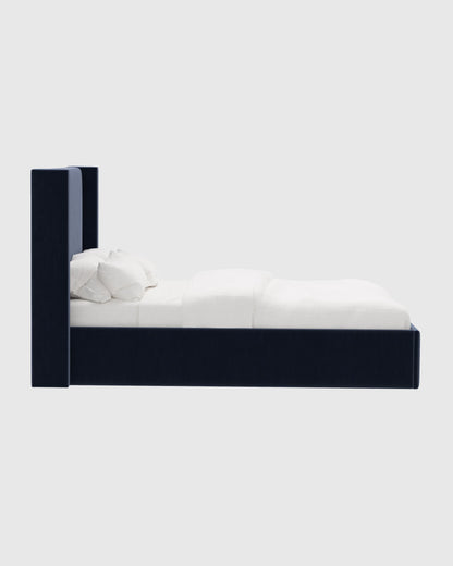 Wingback Bed in Performance Velvet - Full / Walnut
