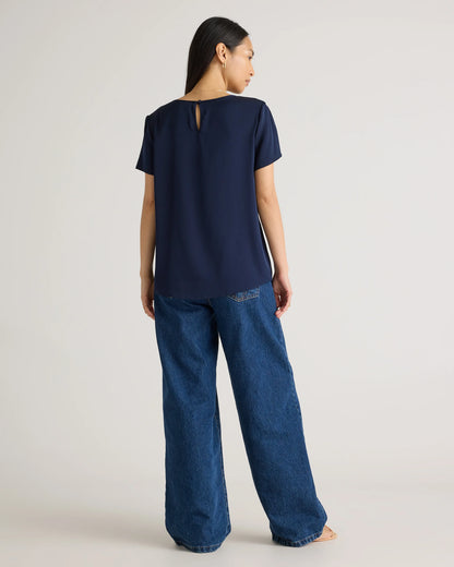 Washable Stretch Silk Tee - XS / Deep Orchid Purple