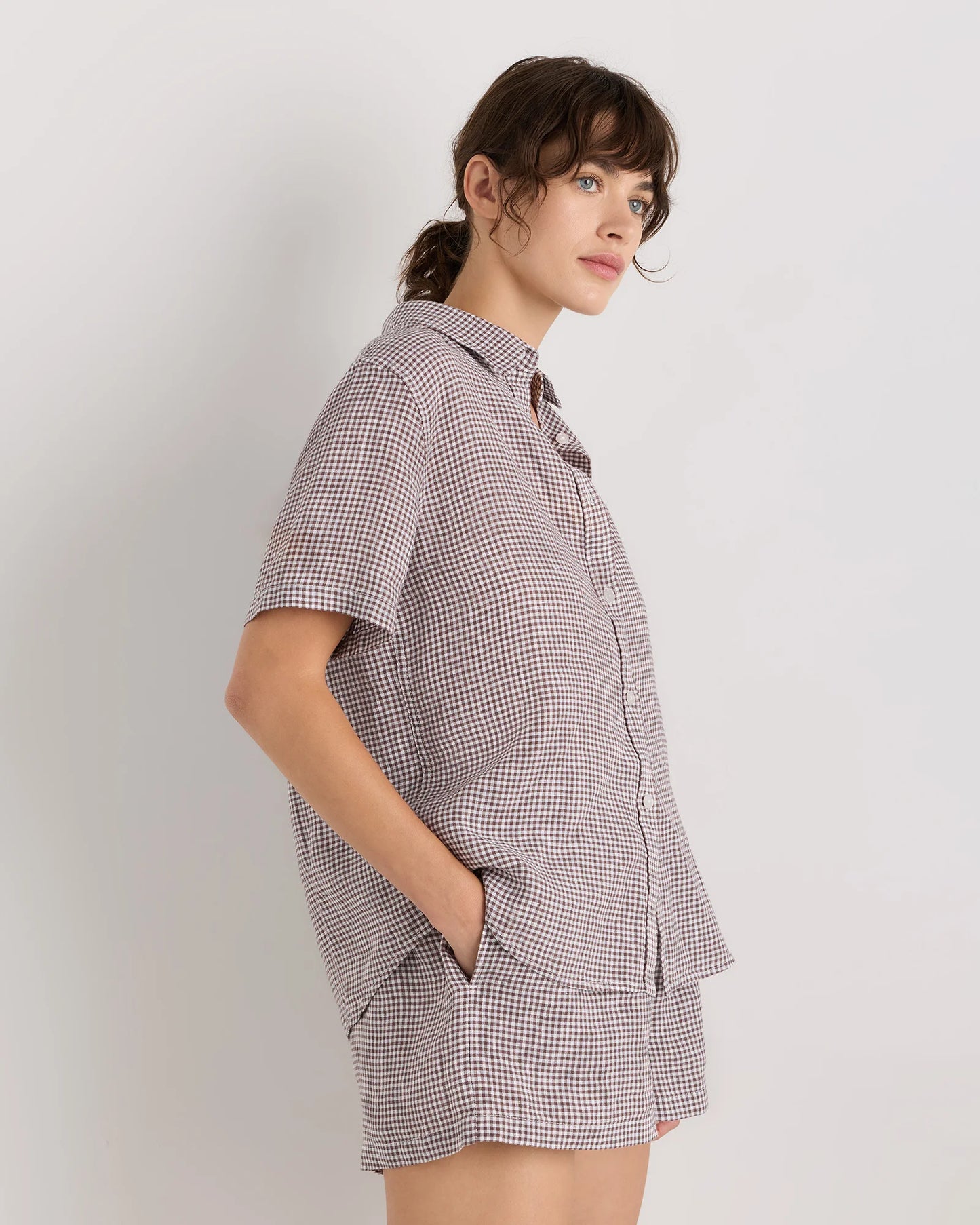 100% European Linen Shorts Pajama Set - XS / French Blue