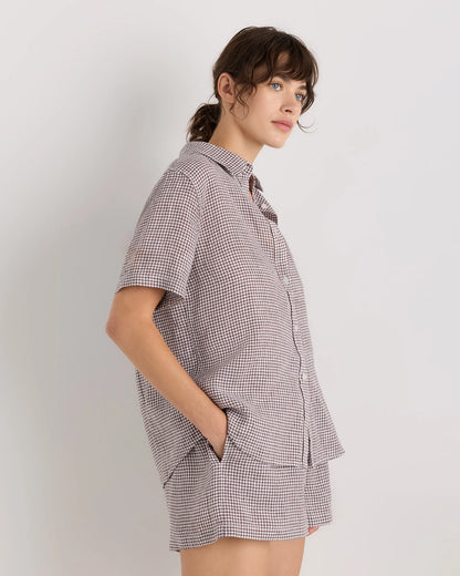 100% European Linen Shorts Pajama Set - XS / French Blue