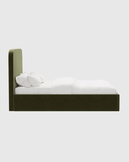 Curved Bed in Performance Velvet - Full / Walnut
