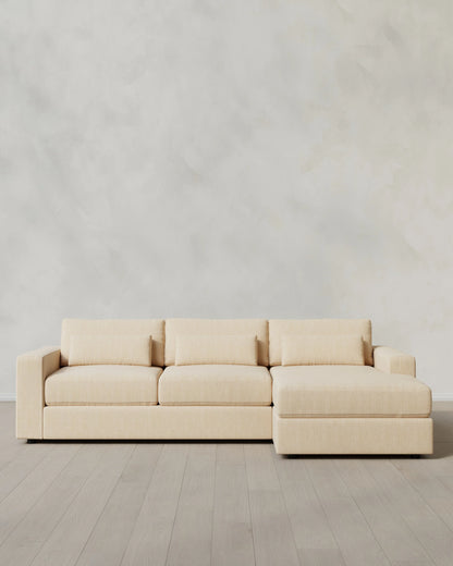Ashford Deep Seat Chaise Sectional in Performance Chenille Linen Blend - 119" Right Arm / Ink