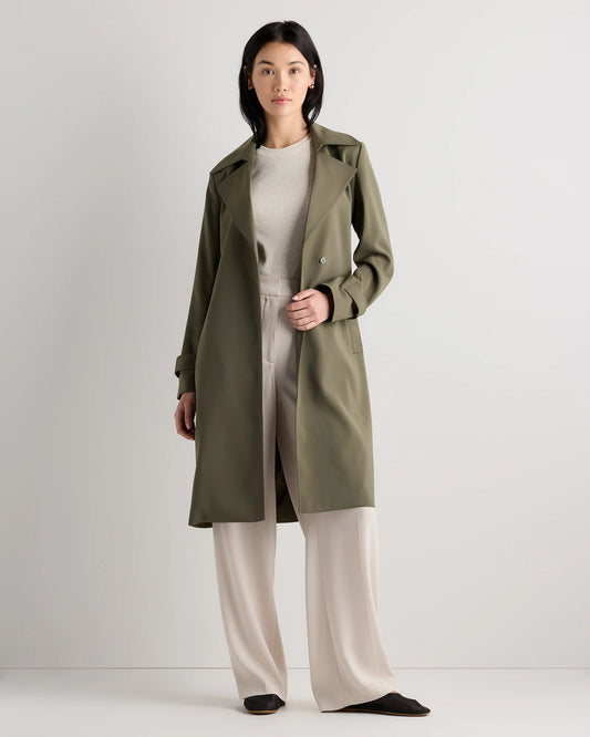 Stretch Crepe Trench Coat - XS / Olive