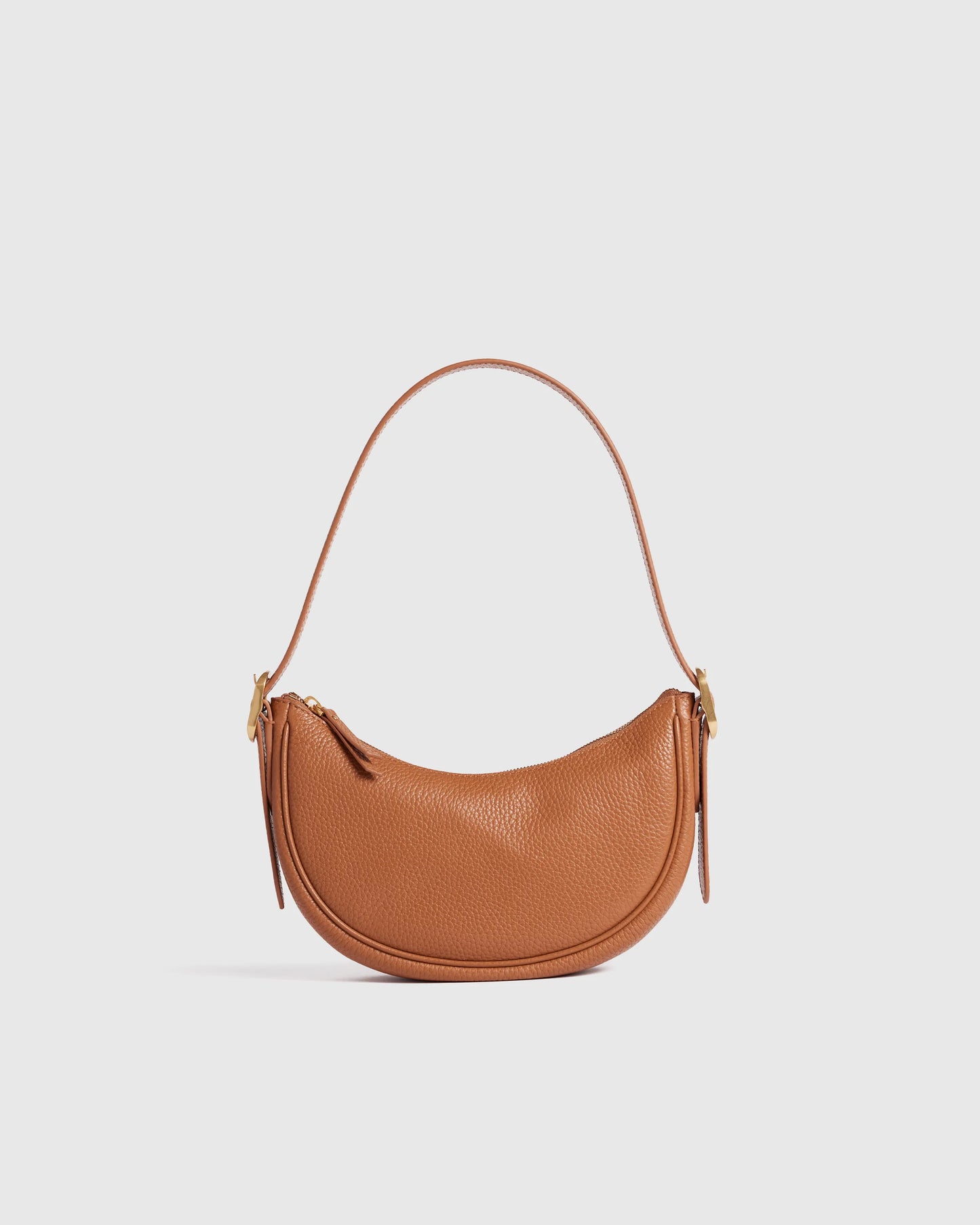 Italian Leather Mini Crescent Shoulder Bag - One Size / Espresso Brown