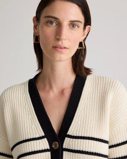 100% Organic Cotton Fisherman Boxy Cropped Cardigan - XS / Sapphire Blue