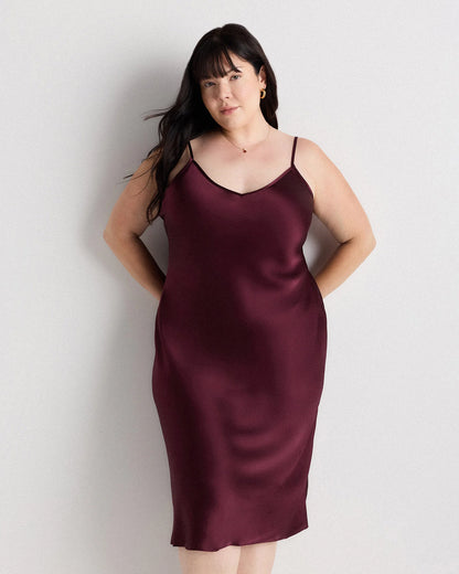 100% Washable Silk Slip Dress - 1X / Champagne